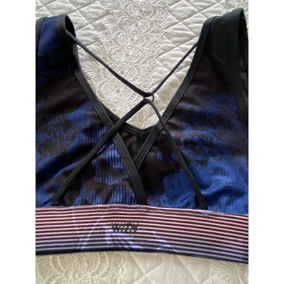WITH Sports Bra Blue Floral Yoga Gym Activewear Size Small NWT - Picture 9 of 11